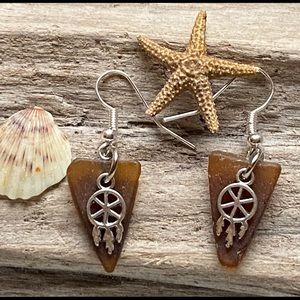 Dream catcher sea glass earrings